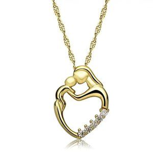NEW Gold Open Heart Pendant Necklace Mother & Child 20"